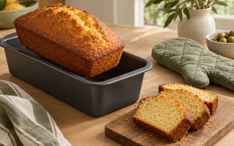Symbolbild: Kastenform mit frisch gebackenem Rührkuchen